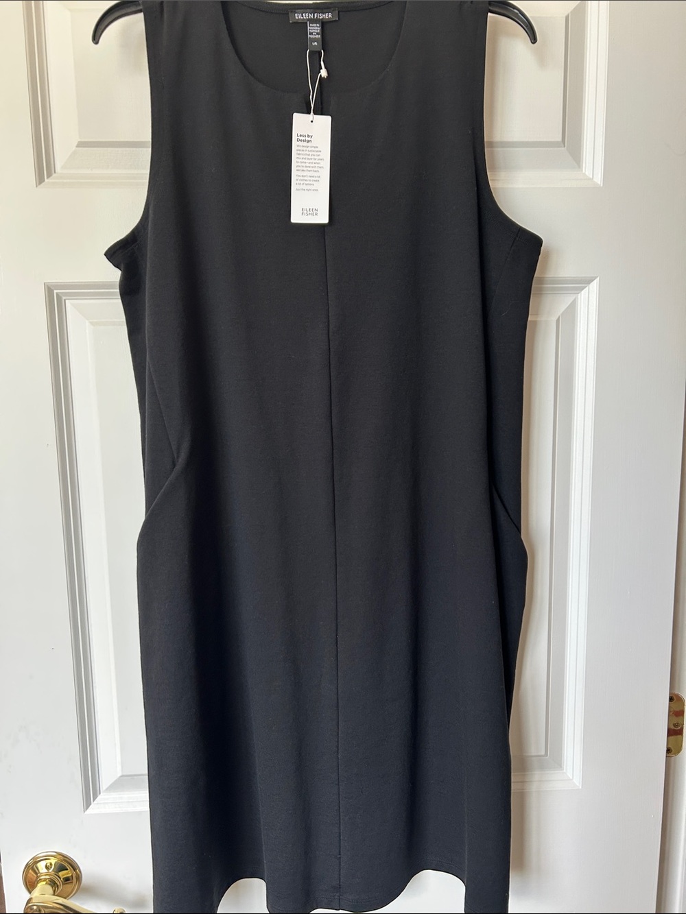 Eileen Fisher Black Sleeveless Midi Shift Dress